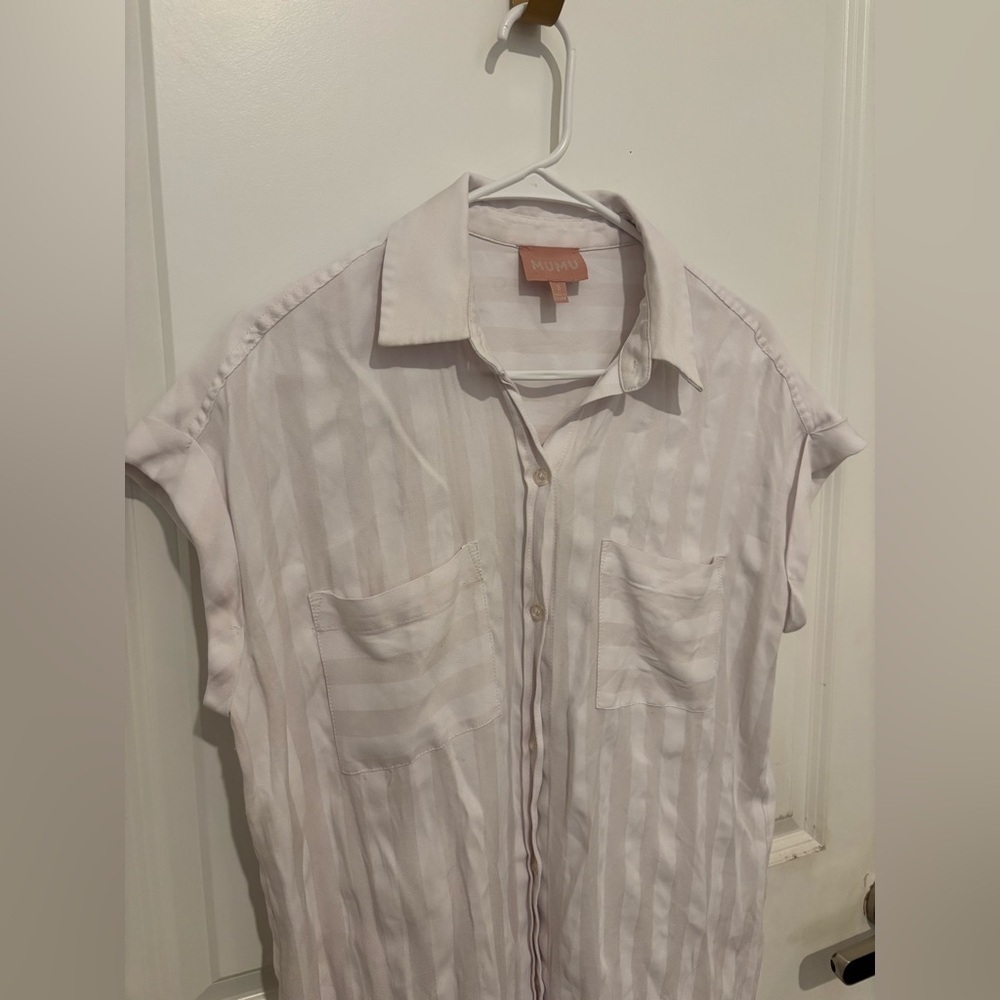 Show me your MuMu” | Martins Shirt Dress White Stripe Size Small - Picture 2 of 6